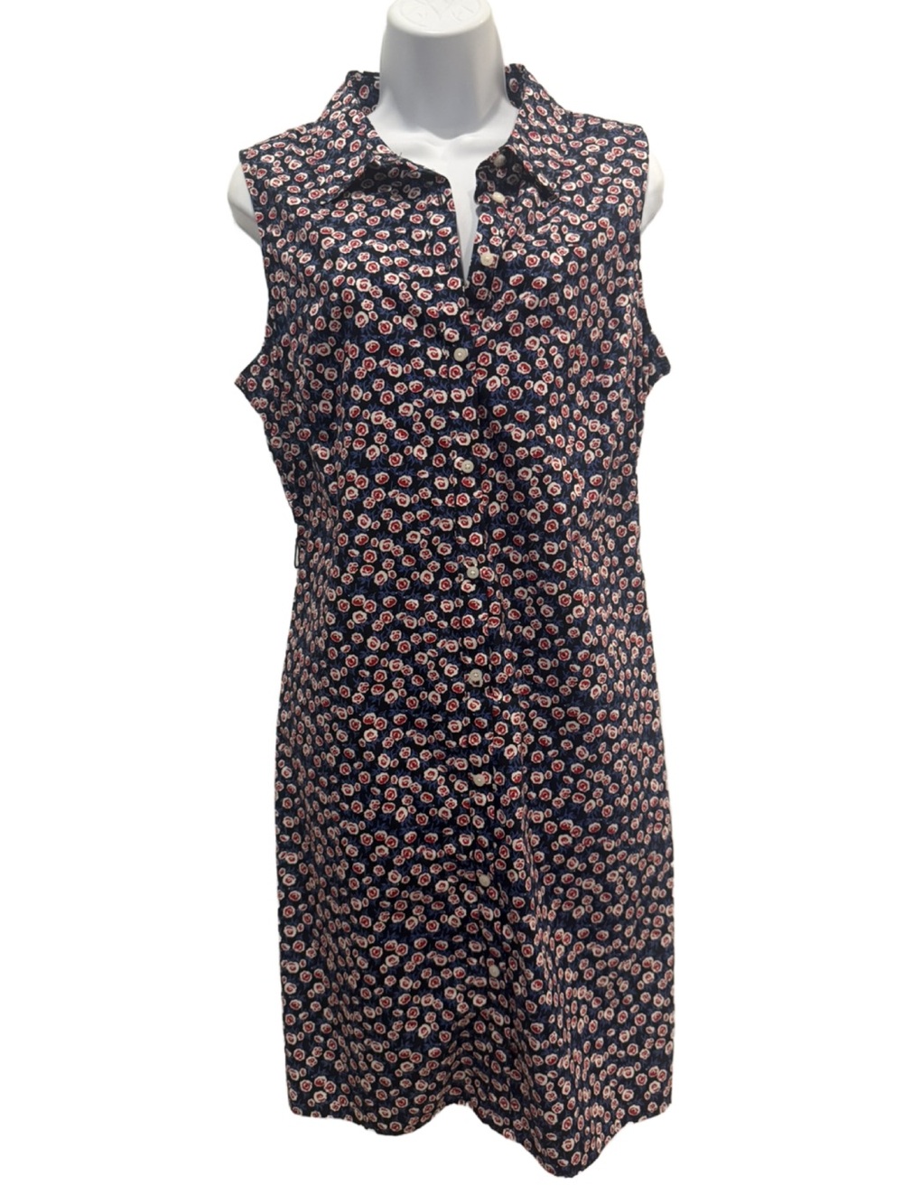 Floral Red White and Collard Blue Shirt Dress by Tommy Hilfiger. 12